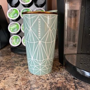Beautiful Mint Green Starbucks Ceramic Diamond Mug
